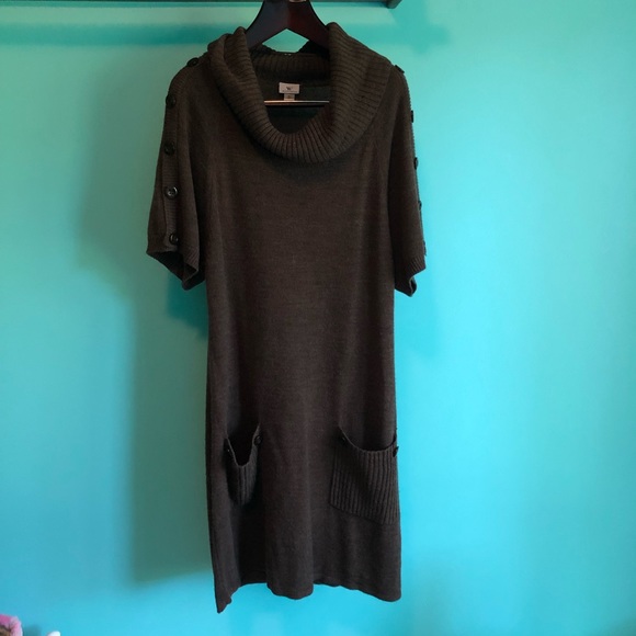 Worthington Dresses & Skirts - Worthington Sweater Dress Chocolate Brown Cowl Neck Pockets XL